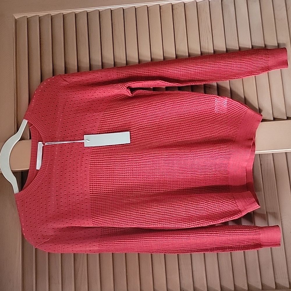 One Grey Day Los Angeles Orange Mesh Long Sleeve Top